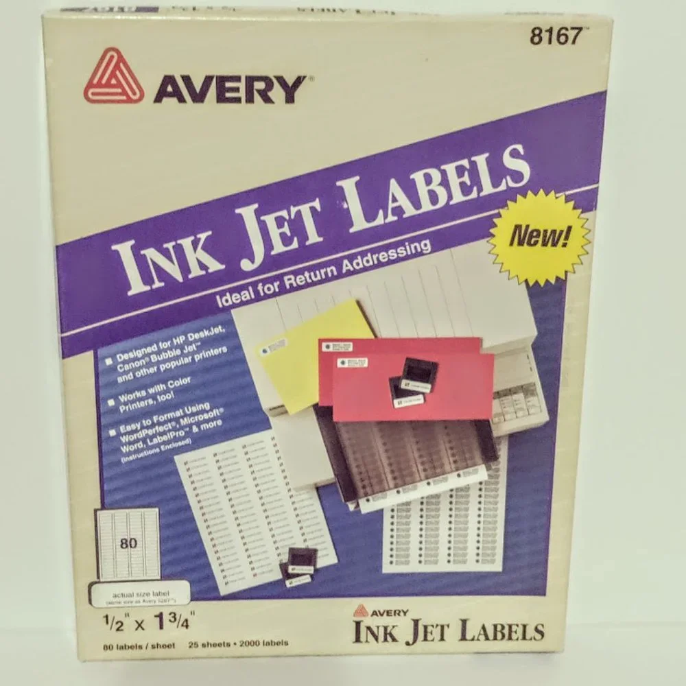 Avery InkJet Labels No. 8167 .5 X 1.75 Inches 20 Sheets